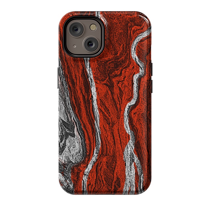 iPhone 14 StrongFit Red and white marble texture design by Josie