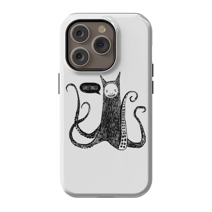 iPhone 14 Pro StrongFit Greetings from the kraken cat by Laura Nagel