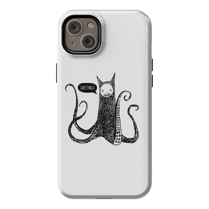 iPhone 14 Plus StrongFit Greetings from the kraken cat by Laura Nagel