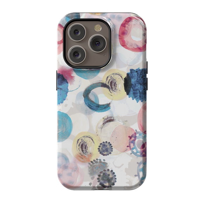 iPhone 14 Pro StrongFit Watercolour playful spots abstract pattern by Oana 