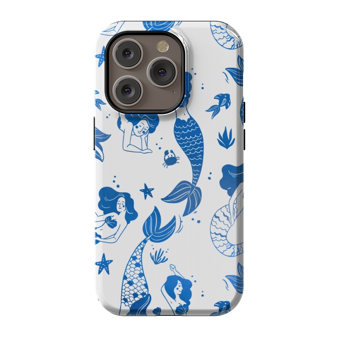 iPhone 14 Pro StrongFit blue mermaid pattern by MALLIKA