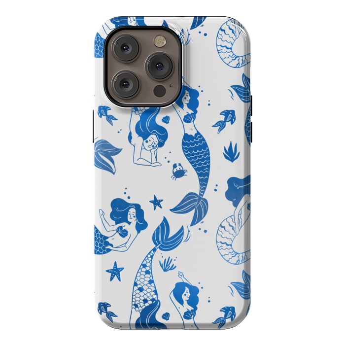 iPhone 14 Pro max StrongFit blue mermaid pattern by MALLIKA