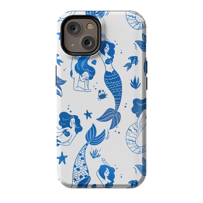 iPhone 14 StrongFit blue mermaid pattern by MALLIKA