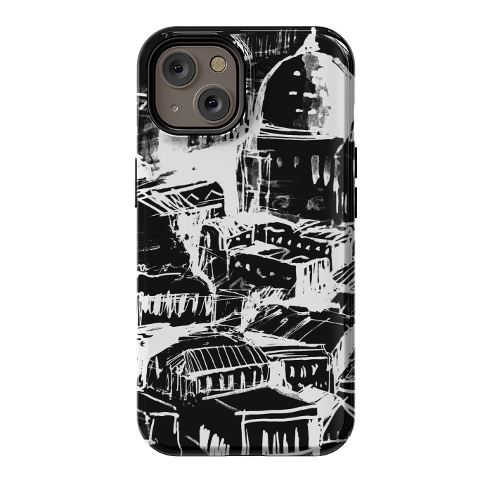 iPhone 14 StrongFit Venice Italian cityscape white ink sketch by Oana 