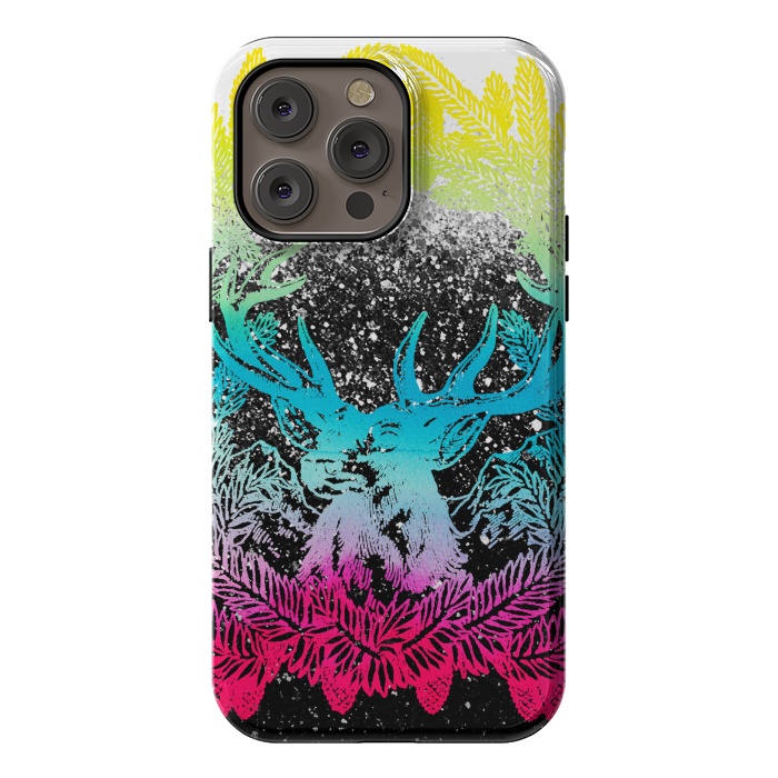 iPhone 14 Pro max StrongFit Gradient reindeer and pine leaves illustration by Oana 