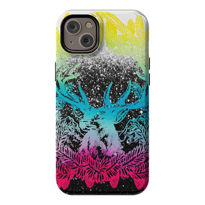 iPhone 14 Plus StrongFit Gradient reindeer and pine leaves illustration by Oana 