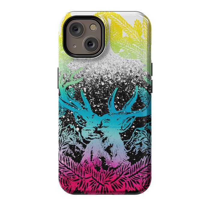 iPhone 14 StrongFit Gradient reindeer and pine leaves illustration by Oana 