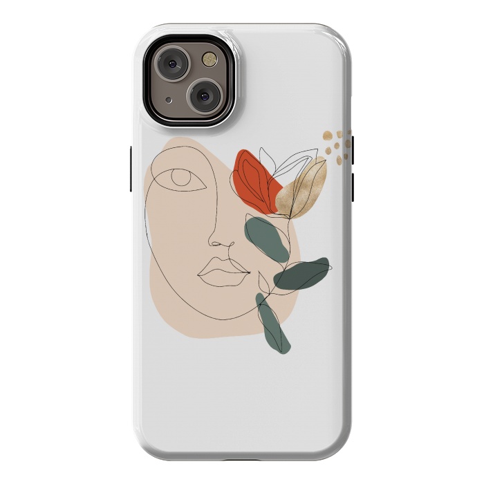 iPhone 14 Plus StrongFit Lineart Face Floral  by DaDo ART