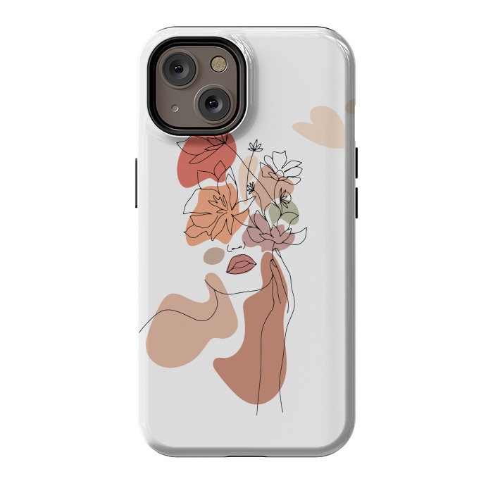 iPhone 14 StrongFit Lineart Girl With Flowers by DaDo ART