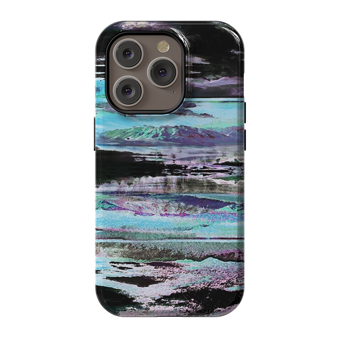 iPhone 14 Pro StrongFit Stylised blue purple mountain landscape by Oana 