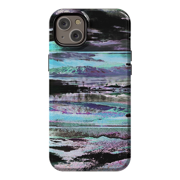 iPhone 14 Plus StrongFit Stylised blue purple mountain landscape by Oana 