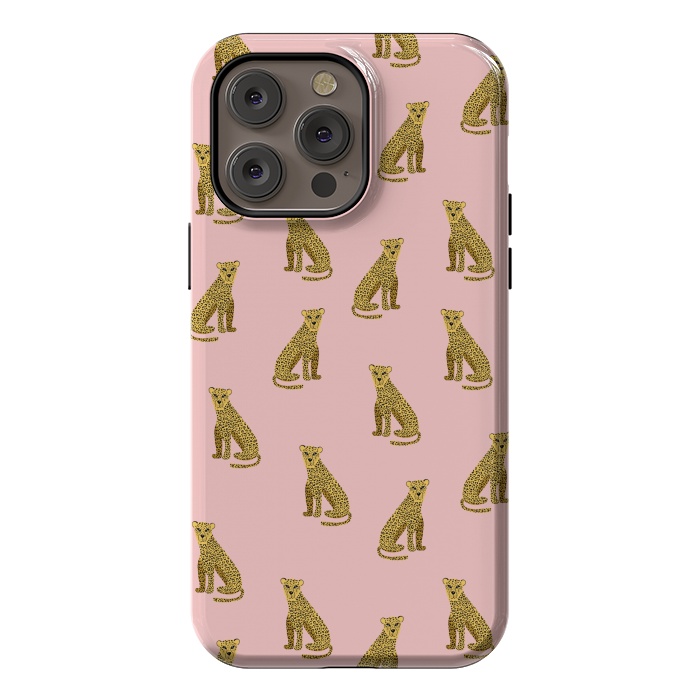 iPhone 14 Pro max StrongFit Leopard. Pink pattern by Julia Badeeva