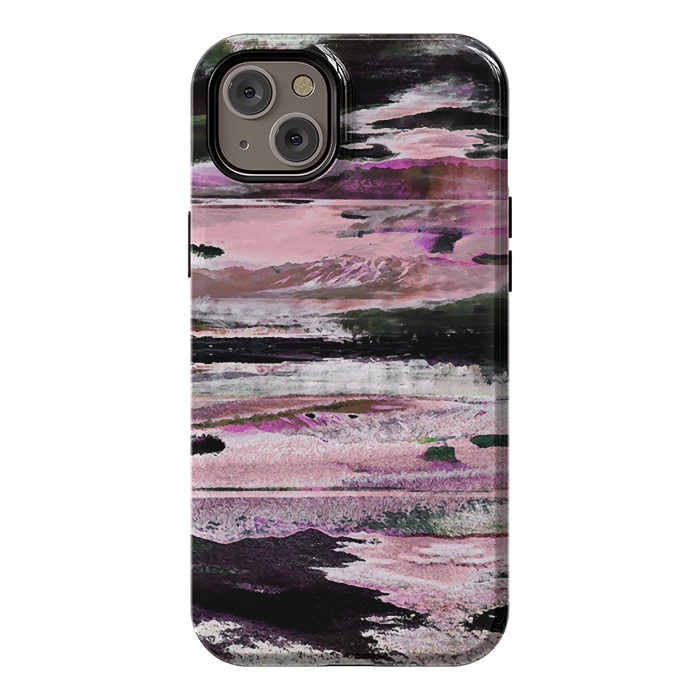 iPhone 14 Plus StrongFit Faded pink mountain sunset landscape by Oana 