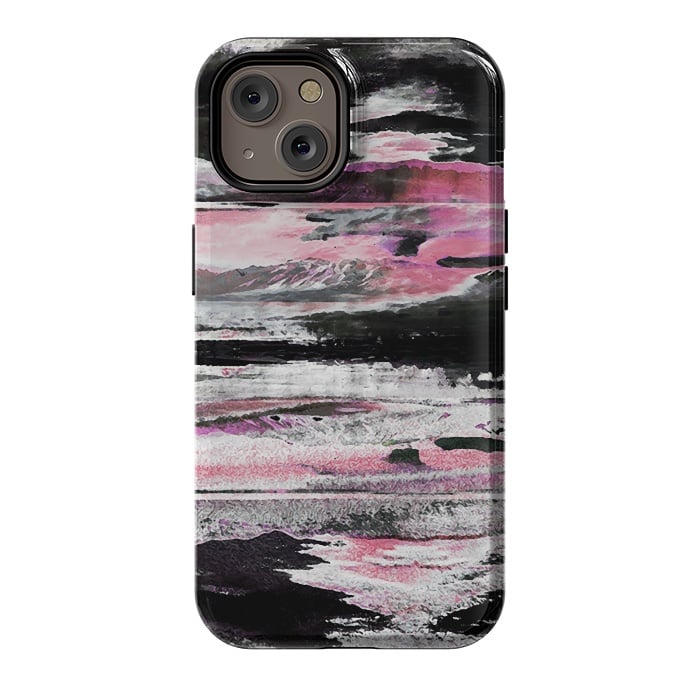 iPhone 14 StrongFit Faded pink mountain sunset landscape by Oana 
