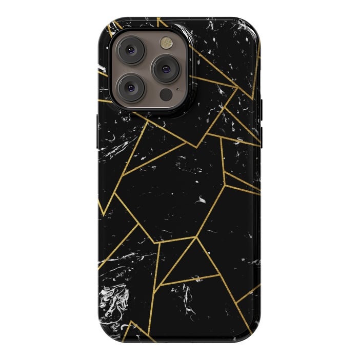 iPhone 14 Pro max StrongFit Black marble by Julia Badeeva