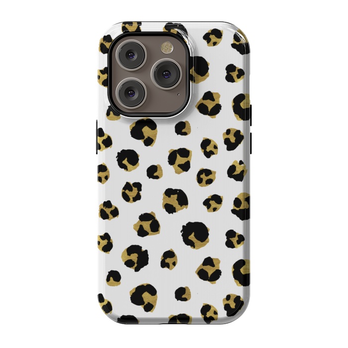 iPhone 14 Pro StrongFit Leopard. Black and gold by Julia Badeeva