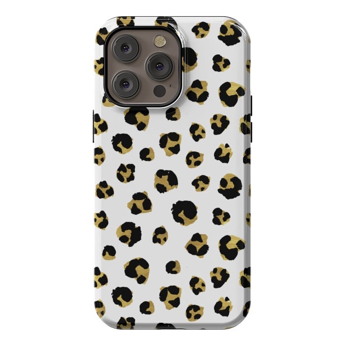 iPhone 14 Pro max StrongFit Leopard. Black and gold by Julia Badeeva