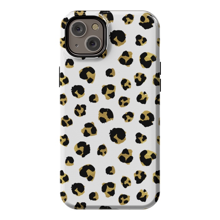iPhone 14 Plus StrongFit Leopard. Black and gold by Julia Badeeva
