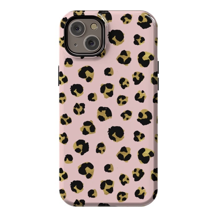iPhone 14 Plus StrongFit Pink and gold leopard by Julia Badeeva