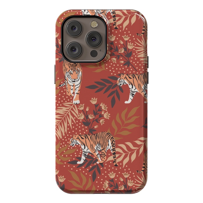 iPhone 14 Pro max StrongFit Tigers. Red pattern by Julia Badeeva