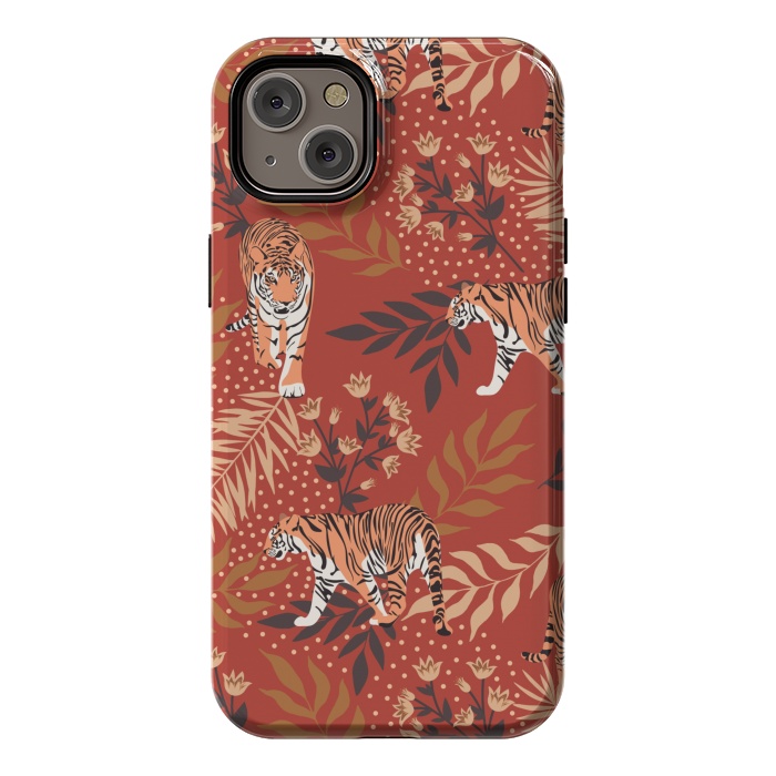 iPhone 14 Plus StrongFit Tigers. Red pattern by Julia Badeeva