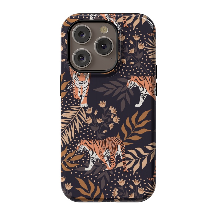 iPhone 14 Pro StrongFit Tigers. Purple pattern by Julia Badeeva