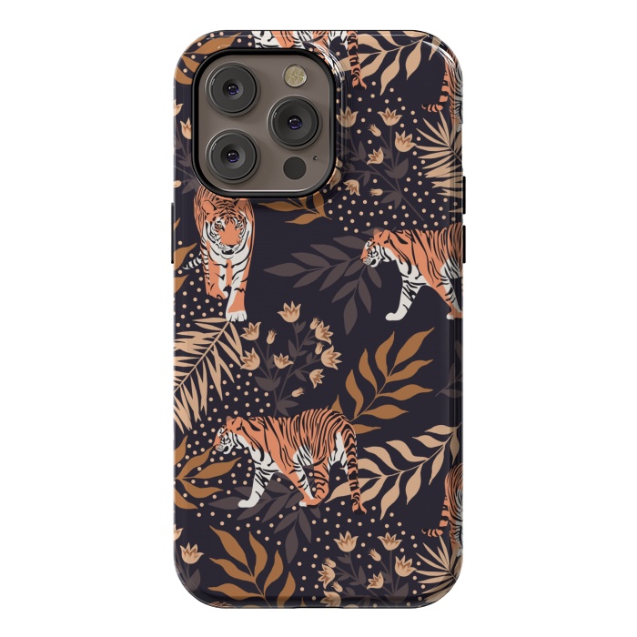 iPhone 14 Pro max StrongFit Tigers. Purple pattern by Julia Badeeva