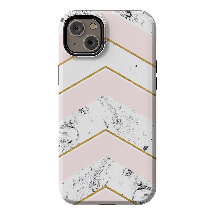 iPhone 14 Plus StrongFit Marble. Pink and gold by Julia Badeeva