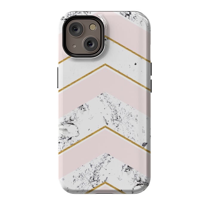 iPhone 14 StrongFit Marble. Pink and gold by Julia Badeeva