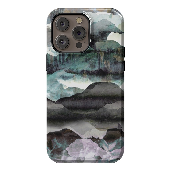 iPhone 14 Pro max StrongFit stylised mountain landscape art by Oana 