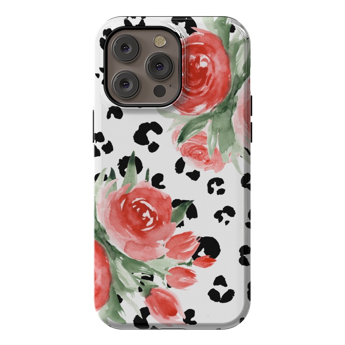iPhone 14 Pro max StrongFit Roses and leopard by Julia Badeeva