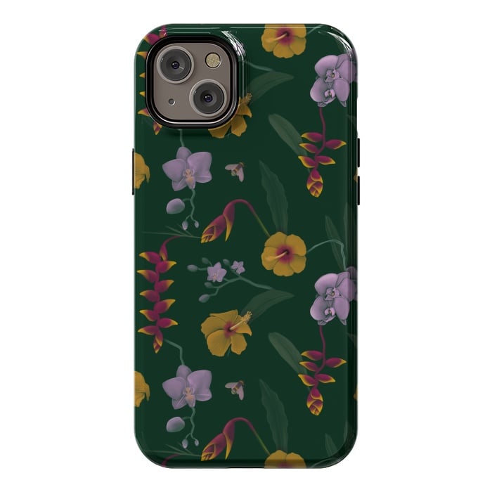 iPhone 14 Plus StrongFit Heliconia & Hibiscus by Tishya Oedit