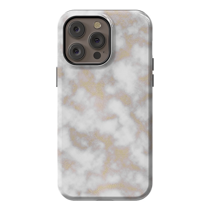 iPhone 14 Pro max StrongFit Gold and White Marble Texture by Julie Erin Designs