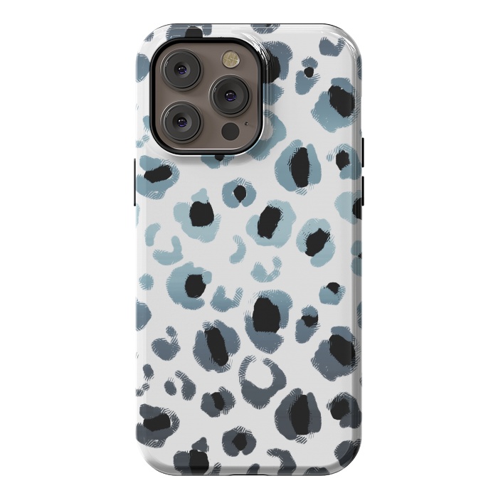 iPhone 14 Pro max StrongFit Blue grey gradient leopard print by Oana 