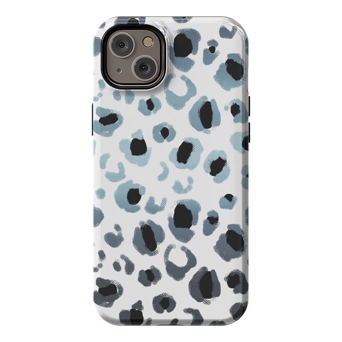 iPhone 14 Plus StrongFit Blue grey gradient leopard print by Oana 