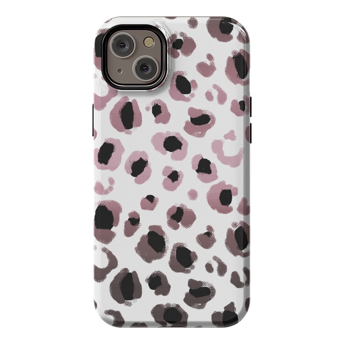 iPhone 14 Plus StrongFit Pink brown leopard print spots by Oana 