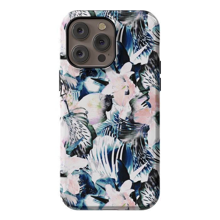 iPhone 14 Pro max StrongFit Jungle leaves and flowers by Oana 