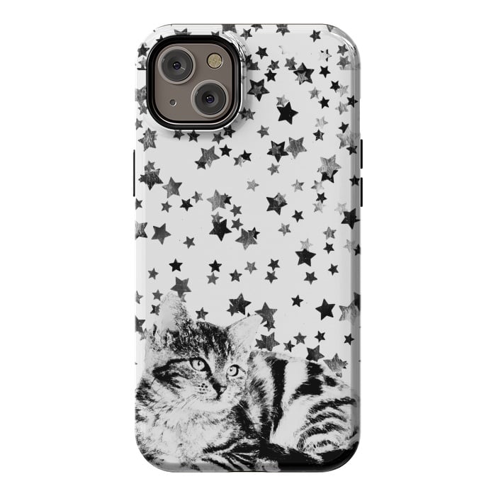 iPhone 14 Plus StrongFit Cute kitten with silver stars by Oana 