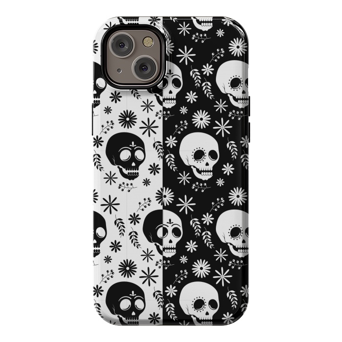 iPhone 14 Plus StrongFit BLACK AND WHITE SKULL PATTERN by MALLIKA