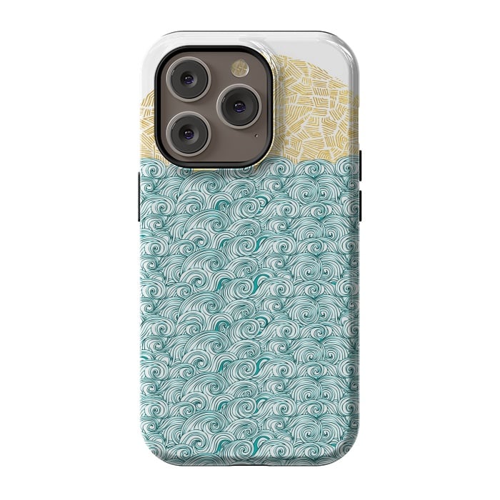 iPhone 14 Pro StrongFit Tribal Sea and Ocean by Pom Graphic Design