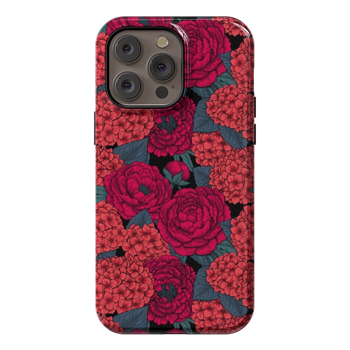 iPhone 14 Pro max StrongFit Peony and hydrangea in red by Katerina Kirilova