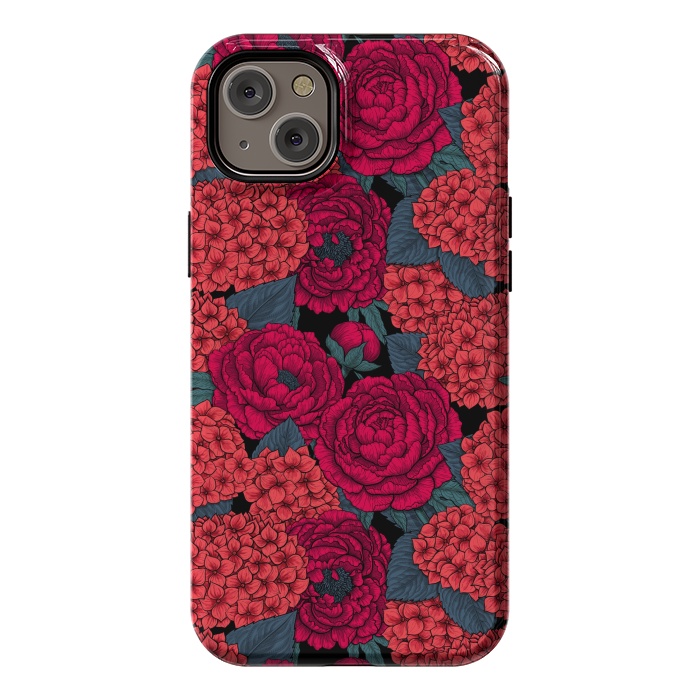 iPhone 14 Plus StrongFit Peony and hydrangea in red by Katerina Kirilova