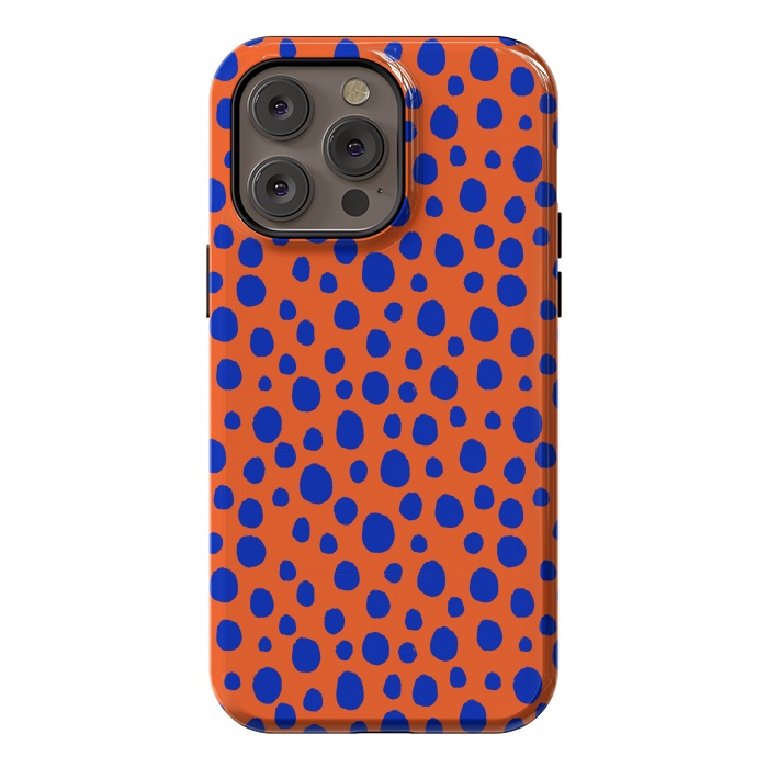 iPhone 14 Pro max StrongFit blue orange animal print by MALLIKA