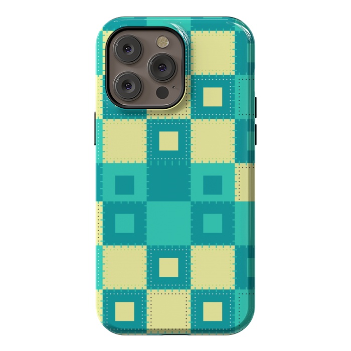 iPhone 14 Pro max StrongFit blue yellow patchwork by MALLIKA