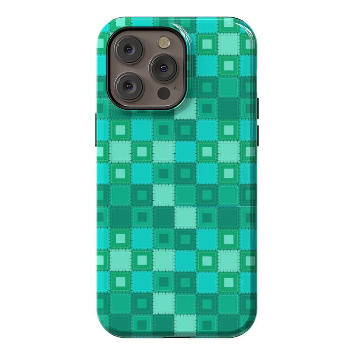 iPhone 14 Pro max StrongFit blue green patchwork by MALLIKA