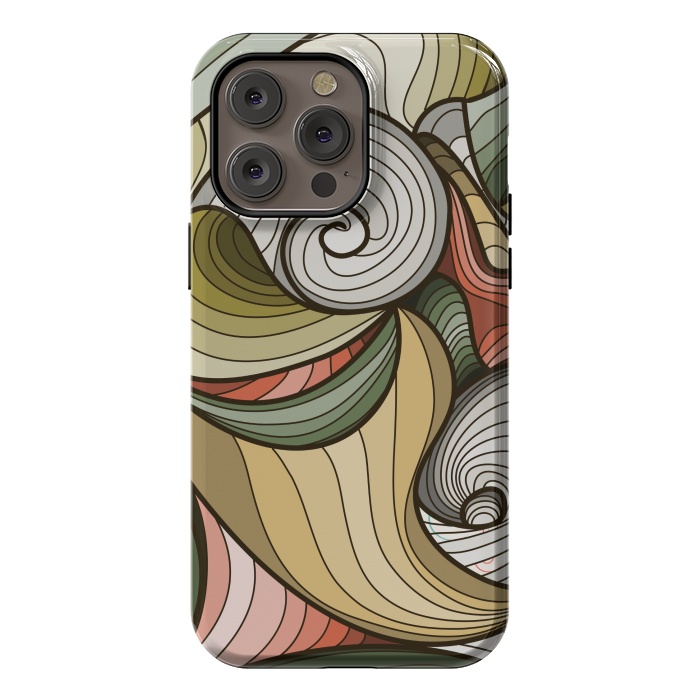 iPhone 14 Pro max StrongFit green swirl pattern by MALLIKA