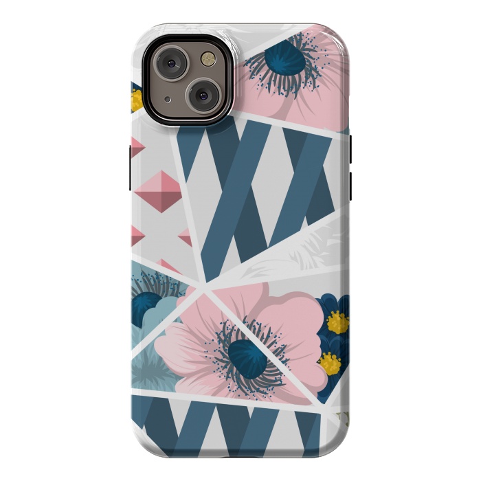 iPhone 14 Plus StrongFit BLUE PINK FLORAL PATCHWORK by MALLIKA