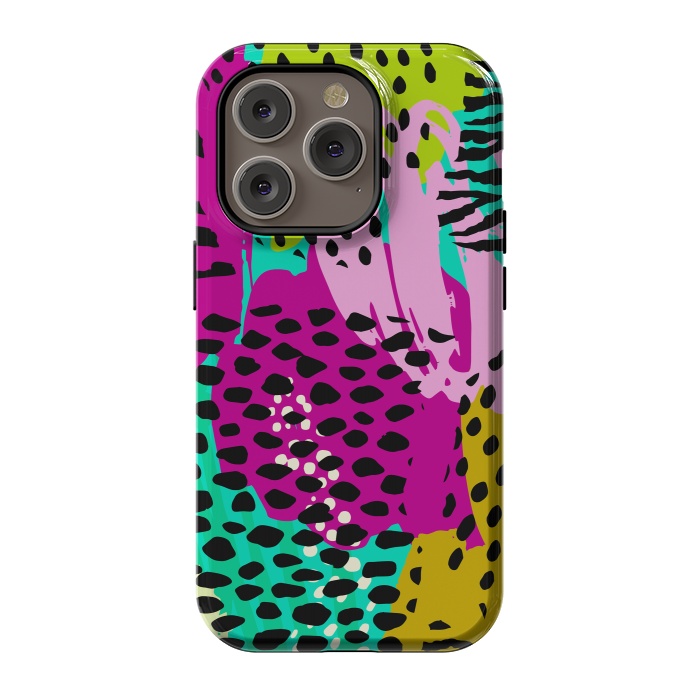 iPhone 14 Pro StrongFit colorful abstract animal print by haroulita