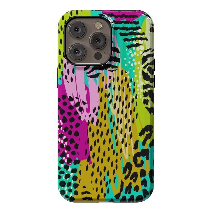 iPhone 14 Pro max StrongFit colorful abstract animal print by haroulita