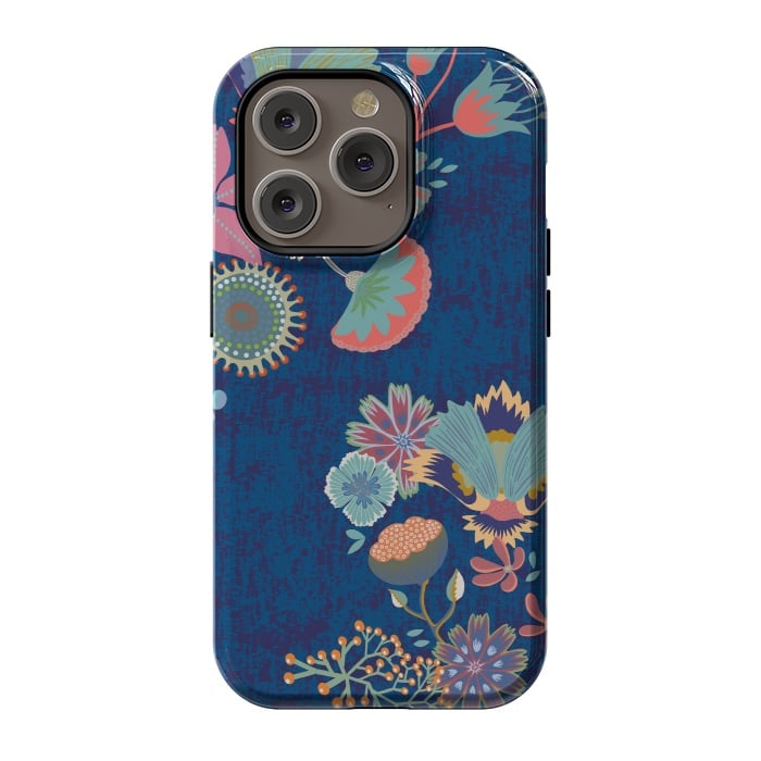 iPhone 14 Pro StrongFit Blue chinz florals by Nina Leth